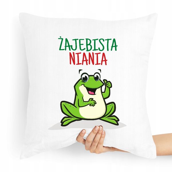 Prezent Poduszka Dla Niani Opiekunka Żajebista Z Nadrukiem Ze Zdjęciem zdjęcie 1