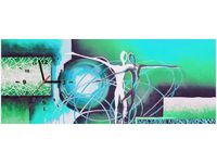100X40CM ZEGAR ZEGAR ŚCIENNY ABSTRAKCYJNY TANIEC ZIELENI OBRAZ