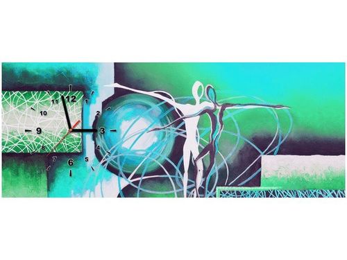 100X40CM ZEGAR ZEGAR ŚCIENNY ABSTRAKCYJNY TANIEC ZIELENI OBRAZ na Arena.pl