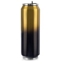 Kubek Termiczny Puszka Termos Bidon na Napoje Ciepłe Zimne Czarny Złoty 0,7