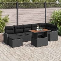 Zestaw Sof na Ogród z przechowywaniem 8 pcs Czarny Polirattan