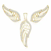 POZŁACANY SREBRNY KOMPLET SKRZYDŁA ANIOŁA ANGEL WINGS BIAŁE CYRKONIE