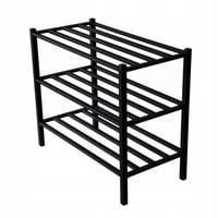 PÓŁKA NA BUTY METALOWA SZAFKA NA OBUWIE LOFT CZARNA TRZY PÓŁKI SOLIDNA