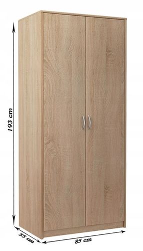 Szafa dwudrzwiowa do sypialni, Classic, 85x55x193 sonoma| TYLETEGOTU na Arena.pl