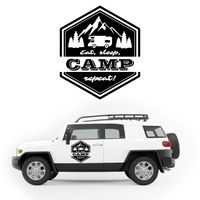 NAKLEJKA NA SAMOCHÓD TERENOWY dekoracyjna góry las napis KAMPER camper 50cm