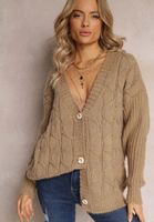 Renee Ciemnobeżowy Kardigan damski S/M Zima