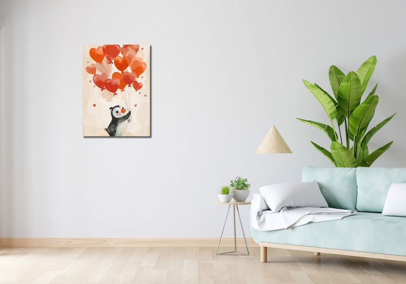 Obraz 50x70cm Pingwinek z Balonami zdjęcie 2