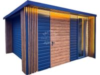 Schowek - Domek ogrodowy PREMIUM 3x3m + wiata okno - Dekor z lameli