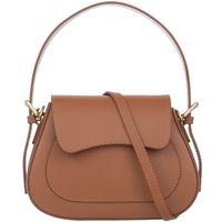 VERA PELLE torebka damska skórzana kuferek z paskiem na ramię V503 camel