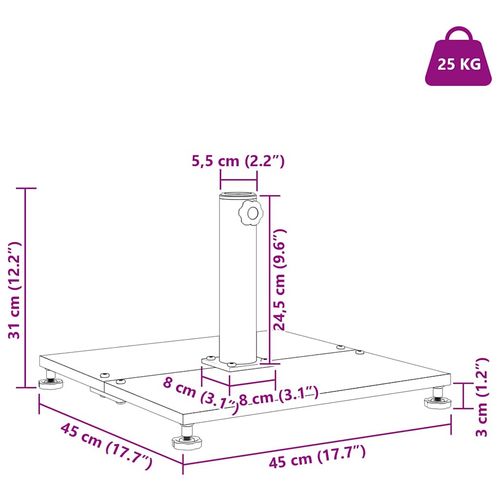 Podstawa do parasola na zewnątrz ciemno szary 45 x 45 x 31 cm na Arena.pl
