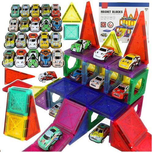 KONSTRUKCYJNE KLOCKI MAGNETYCZNE 3D TOR SAMOCHODOWY 20 autek ZESTAW 68el na Arena.pl