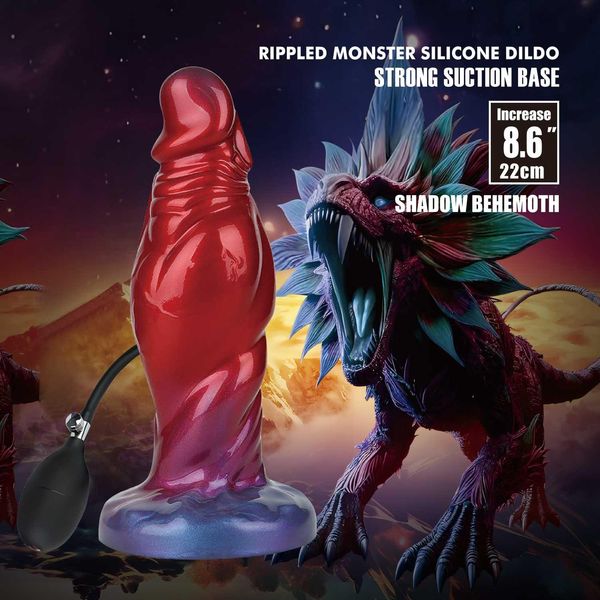 Power Monsters Shadow Behemoth – 22 Cm Rippled Monster Silicone Dildo zdjęcie 2