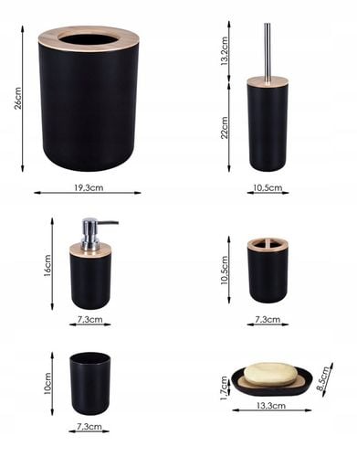 Zestaw łazienkowy akcesoriów łazienkowych 6 elementów kosz szczotka do WC na Arena.pl