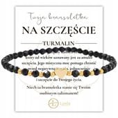 Bransoletka Damska Serce Czarny Turmalin Kamień Naturalny STAL