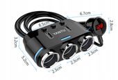 ROZDZIELACZ GNIAZDA ZAPALNICZKI WOLTOMIERZ 2x USB