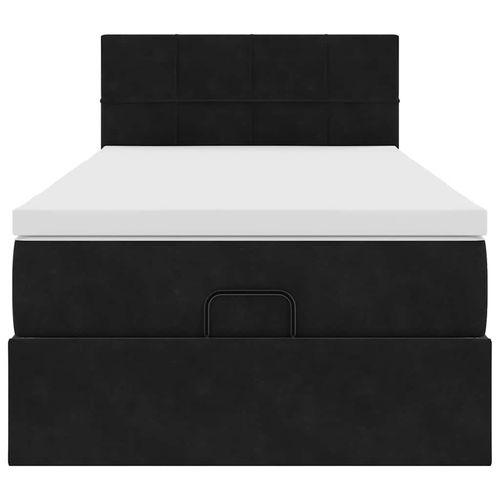 Łóżko Ottoman z materacem i LED, czarny, 80x200cm, aksamit na Arena.pl