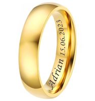 OBRĄCZKA ŚLUBNA 4mm ZŁOTA STAL z grawerem 24