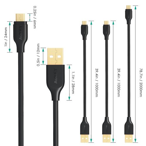 AUKEY CB-MD3 zestaw kabli Quick Charge micro USB (3-pack) na Arena.pl