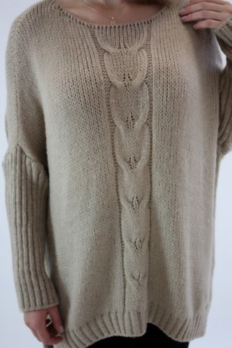 Sweter oversize warkocz Magda Beżowy UNI na Arena.pl