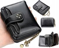 Damski Elegancki Mały Skórzany Portfel Skóra Karty