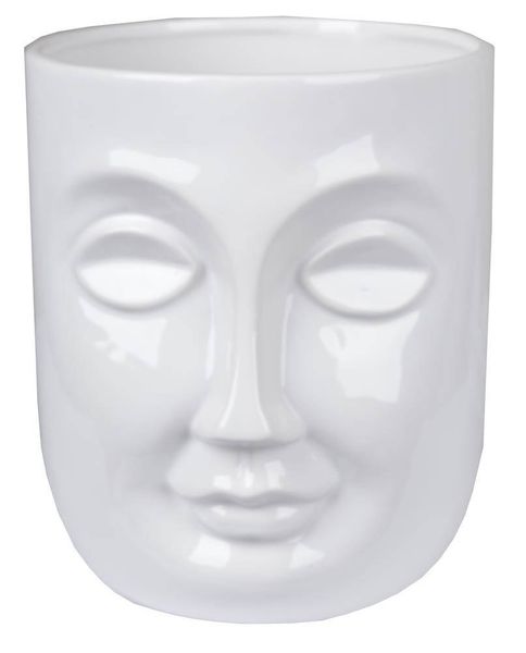 Doniczka ceramiczna twarz biała duża zdjęcie 1