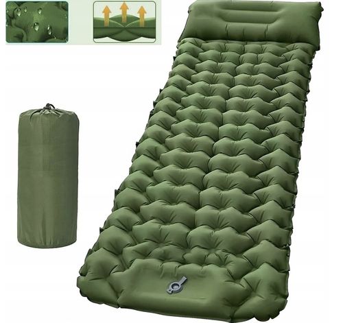 SAMOPOMPUJĄCA MATA KEMPINGOWA PODKŁADKA DO SPANIA MATERAC DMUCHANY 195x65xm na Arena.pl