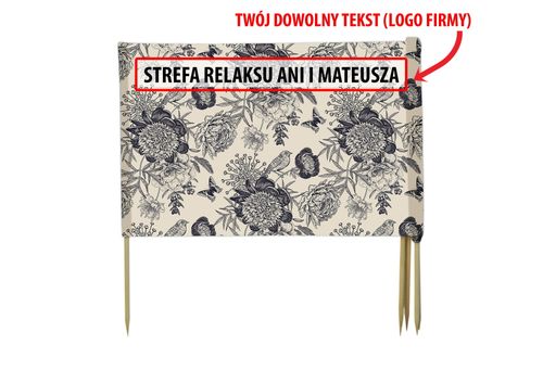 PARAWAN PLAŻOWY Czarne kwiaty z indywidualnym  napisem 4 PANELE 18.4 na Arena.pl