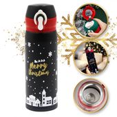 kubek termiczny, bidon 500ml termos świąteczny zimowy czarny bd39cz