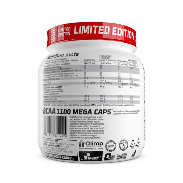 OLIMP BCAA 1100 MEGA CAPS 400caps AMINOKWASY EAA LEUCYNA zdjęcie 2