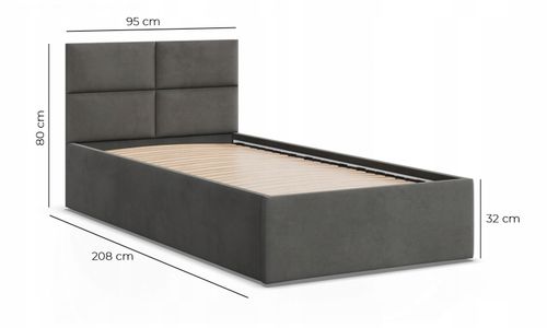 Łóżko Ramowe BORGO BRĄZOWE JEDNOOSOBOWE Tapicerowane Pojedyncze VELVET na Arena.pl
