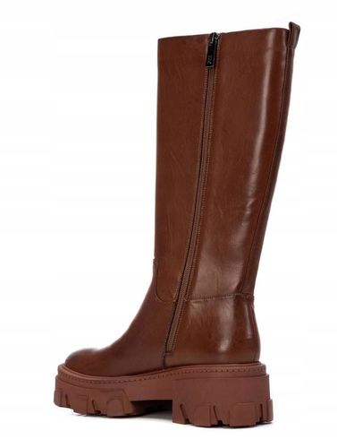 Kozaki brązowe na platformie Xti 40 na Arena.pl