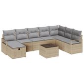 Zestaw Sof na Ogród 9 pcs beżowo-jasnoszary 287 x 177 x 85 cm