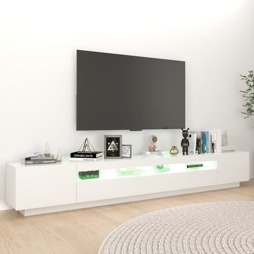 Szafka pod TV z oświetleniem LED, biała, 260x35x40 cm na Arena.pl