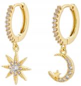 Kolczyki Damskie Stal Nierdzewna Księżyc I Gwiazda  X102_Złoty