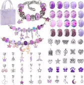 KORALIKI DO ROBIENIA BRANSOLETEK BIŻUTERA KREATYWNA ZABAWA CHARMS FIOLET