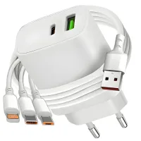 Ładowarka do telefonu sieciowa 20w usb usb c kabel 3w1
