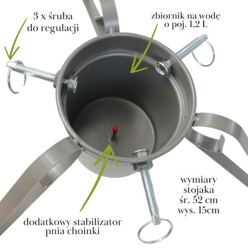 Stojak na choinkę – srebrny metalowy trójnóg z pojemnikiem na wodę, do 2,1 m H6303G na Arena.pl