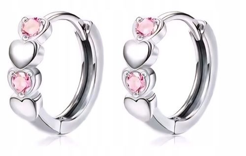 SREBRNE KOLCZYKI serduszka kółka DLA DZIEWCZYNKI STAL CHIRURGICZNA 316L na Arena.pl