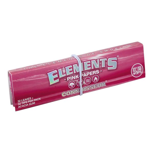Bibułki ELEMENTS King Size Slim PINK 32szt. + tips. zdjęcie 1
