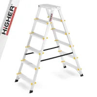 Drabina aluminiowa domowa dwustronna składana HIGHER 2x6 stopni taboret