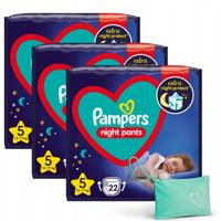 Zestaw Pampers Night Pants rozm. 5 pieluchomajtki na noc 3 x 22szt + GRATIS
