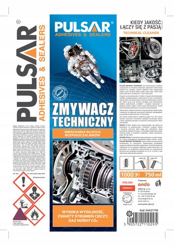 ZMYWACZ TECHNICZNY PULSAR USUWA KLEJE SMARY WOSKI OLEJE SPRAY 750 ml x9 na Arena.pl