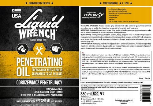 ODRDZEWIACZ DO ŚRUB SPRAY LIQUID WRENCH L1 PENETRUJĄCY SILNY 380 ml na Arena.pl