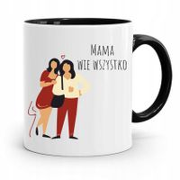 Kubek Czarny Prezent Dla Mamy Mama Wie Wszystko Z Nadrukiem Ze Zdjęciem