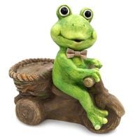 ŻABA OGRODOWA CERAMICZNA DONICZKA NA KWIATY DUŻA FIGURKA DO OGRODU 35 cm