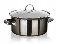 2X GARNEK EMALIOWANY 22cm 3,7L Z POKRYWĄ BANQUET METALLIC BLACK