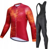 Strój Rowerowy Męski Zimowy Ocieplany Z Wkładką Żelową I Szelkami Termo L