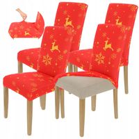 Zestaw 4Szt. Pokrowiec Na Krzesło Czerwony Świąteczne Wzory Elastyczny