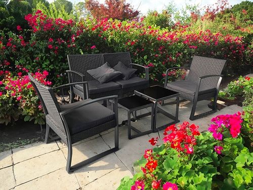 Zestaw mebli ogrodowych RODOS 5 elementów kanapa 2 fotele 2 stoliki na Arena.pl