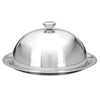 Taca z Kloszem Pokrywką Stalowa Talerz Patera do Serwowania Dań Potraw 24cm